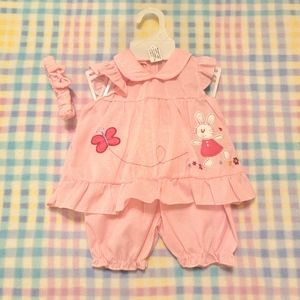 ISABELLE ROSE COLLECTION 🐰 Pink|White Baby Girl 3pc Butterfly|Bunny Outfit 6-9M